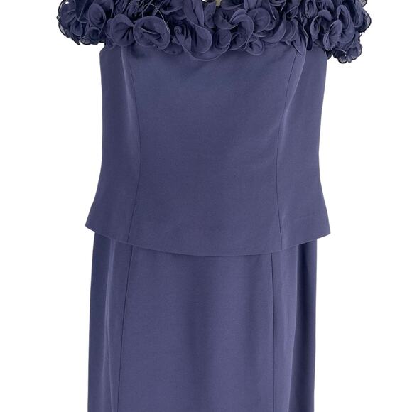 Daymor Floral Applique Off the Shoulder Evening Gown Purple Size 8 - Picture 5 of 15